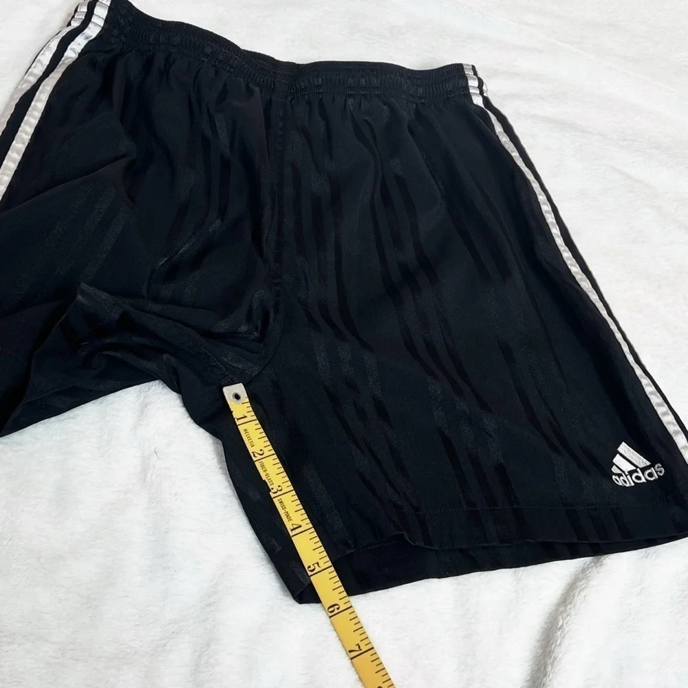Adidas Boys Athletic Shorts 3 Stripe Logo Black White Extra Large Pull On Waist